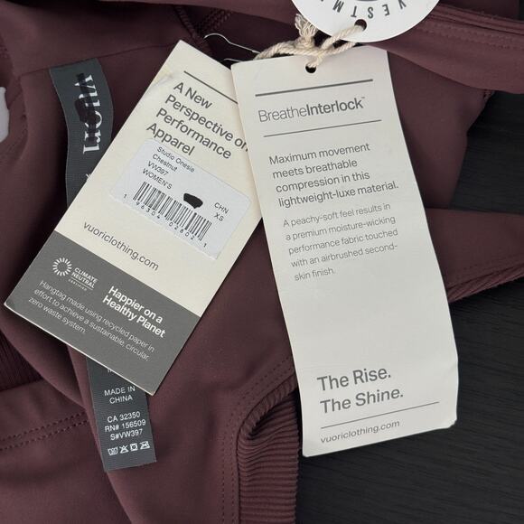 Vuori Studio One Piece Womens XS Ribbed Romper Run Gym Chestnut Extra Small NEW - Picture 4 of 10